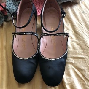 Saks Fifth Avenue black and rhinestone shoes.